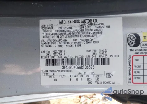 2010 Ford Fusion Sport из США, поврежденный, VIN 3FAHP0KC6AR136596